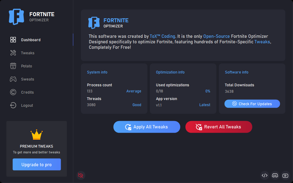 Fortnite Optimizer Interface